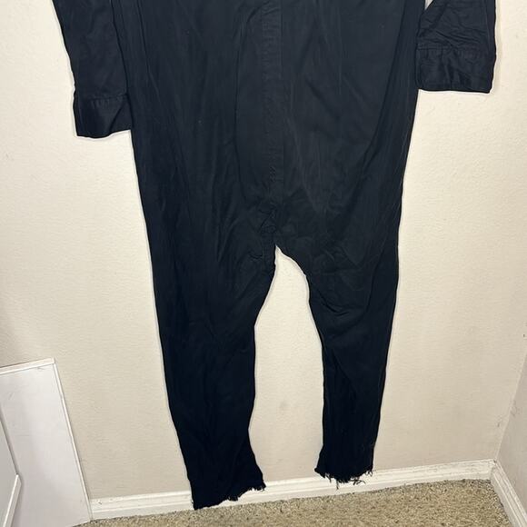 One Teaspoon Black Relaxed Jumpsuit Womenโs Size Small Deep V Button Front - Picture 11 of 15
